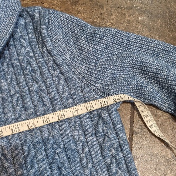 Soul Of London Grandpacore Wool Blend Cable Knit Cardigan Sweater Blue Size M - Picture 10 of 11
